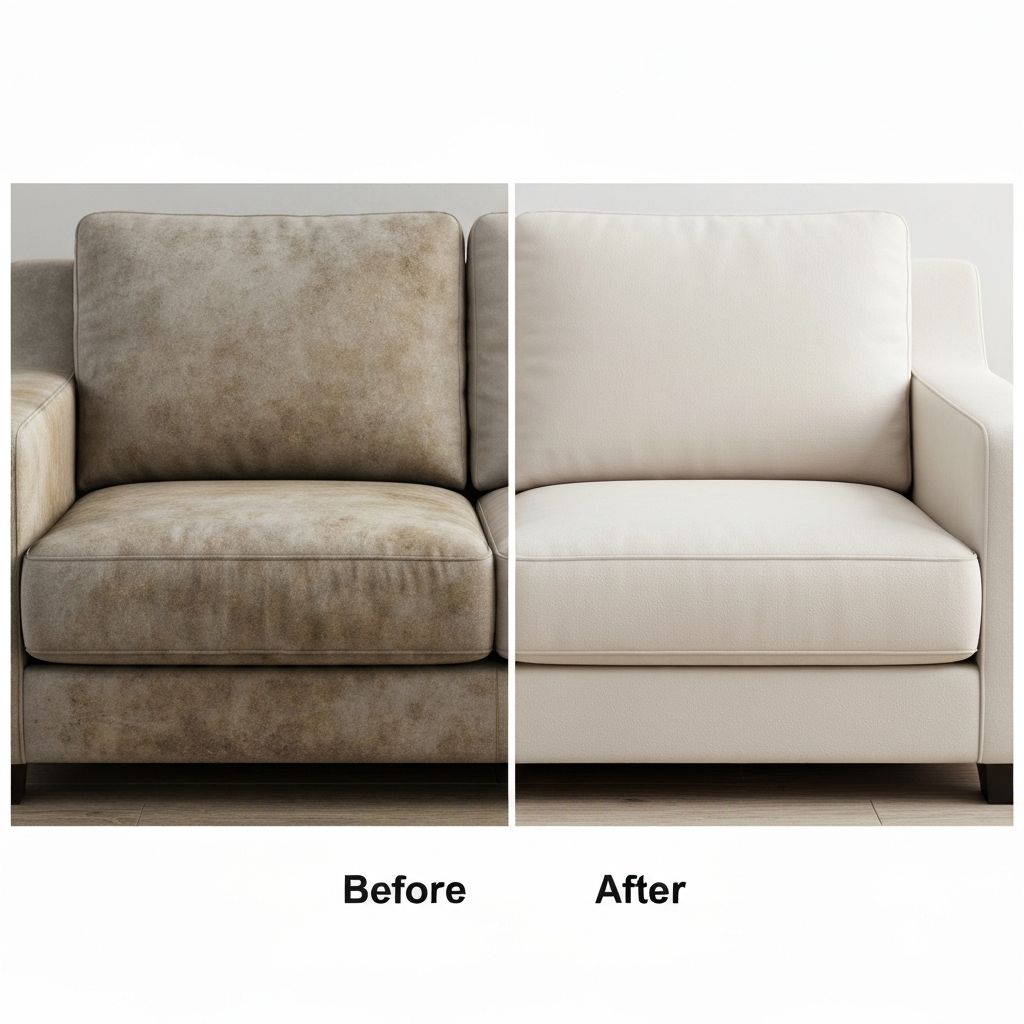 Before and after sofa cleaning
